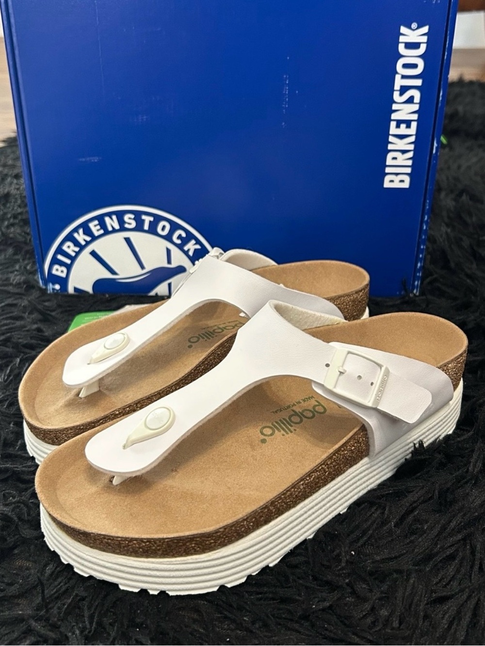 Birkenstock 💅 Papillio Gizeh Flex Vegan Leather White Platform Sandals 37 39 7 8
